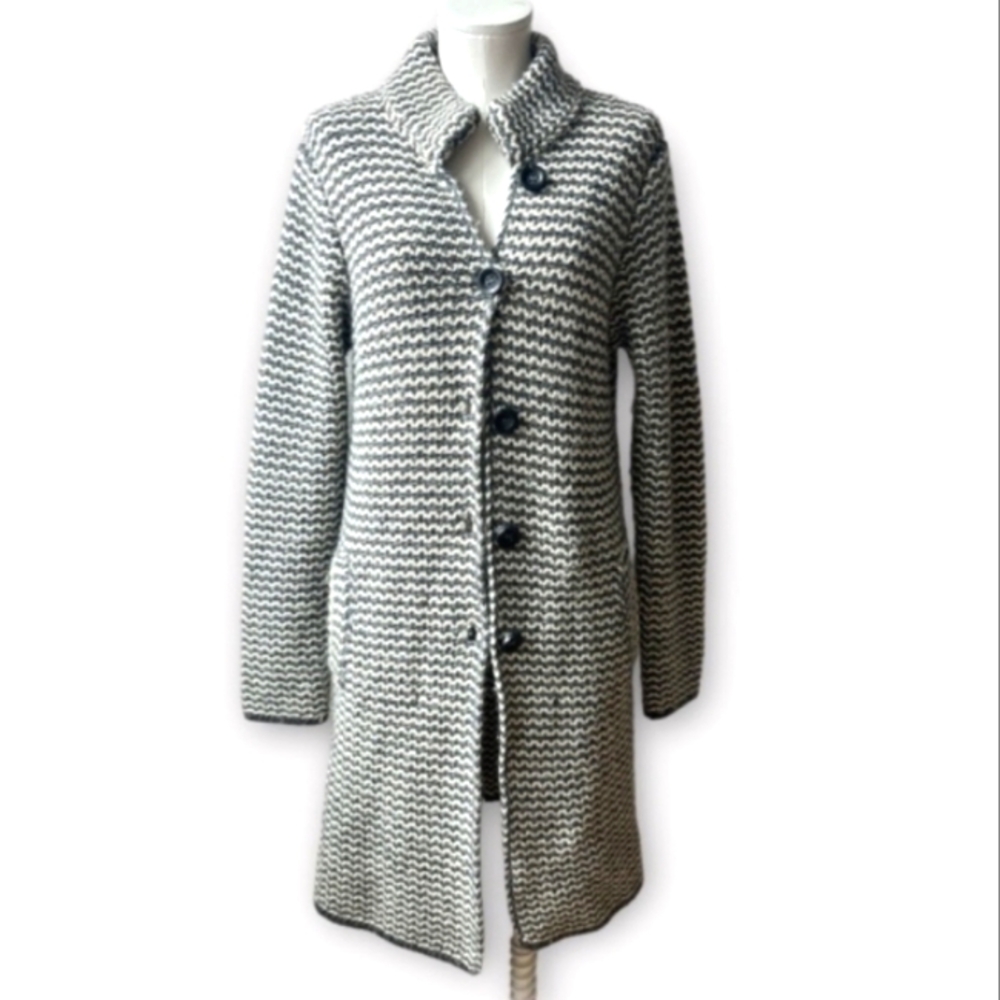 COCOGIO Italian Women's Medium Soft Wool Alpaca Blend Long Cardigan/Duster Italy